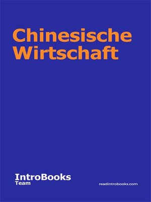 cover image of Chinesische Wirtschaft